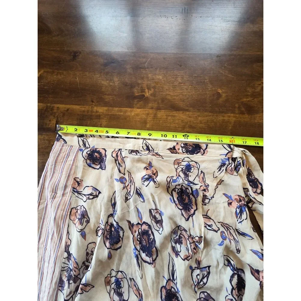 Crimson Grace Floral Wrap Midi Skirt Tie Waist Boho Cottagecore Size Medium